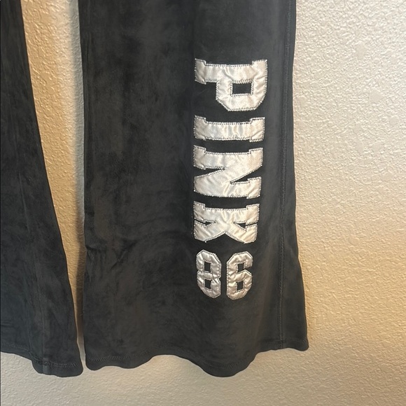Black Velour Low Rise Flare Pants with Logo from Victoria’s Secret - Picture 2 of 11